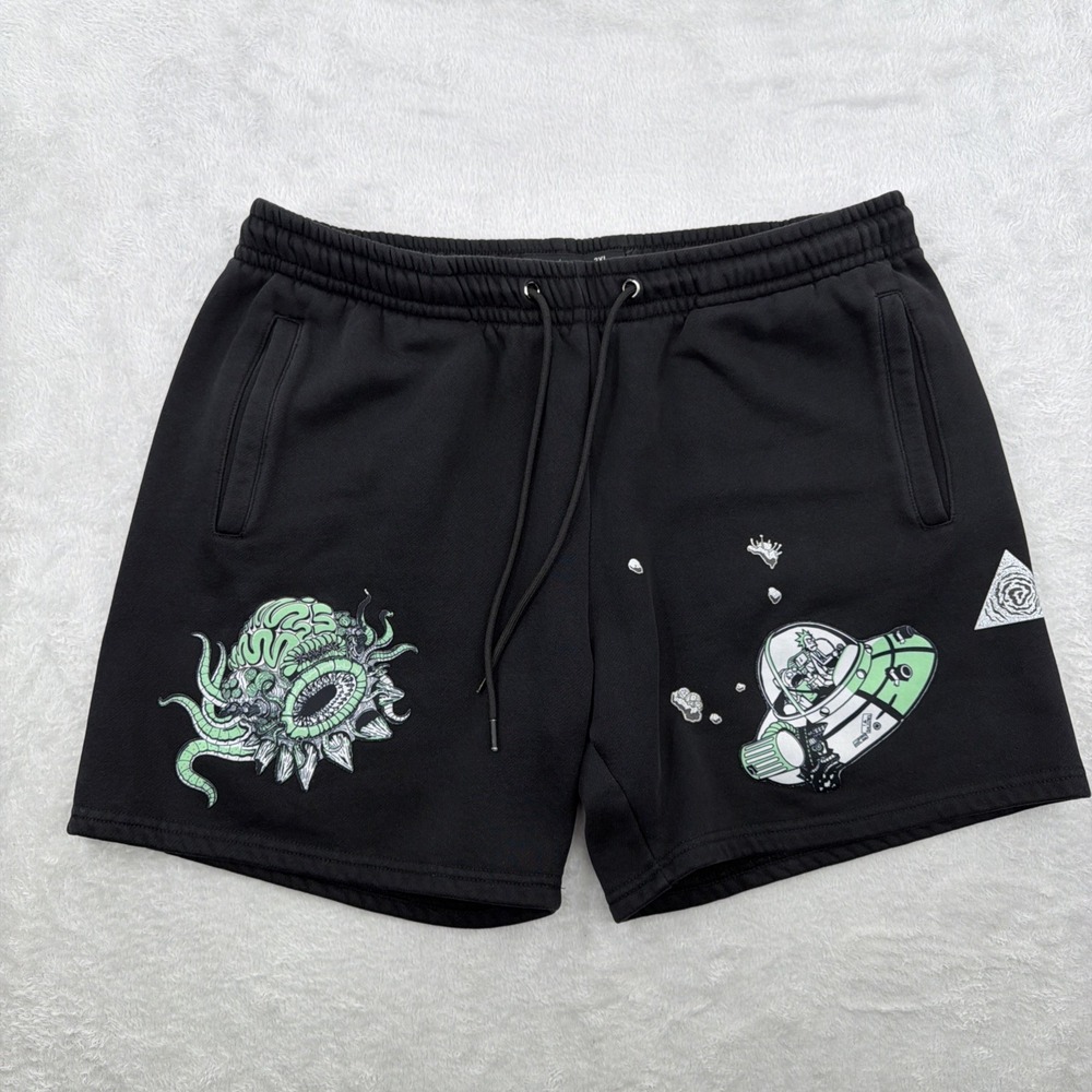 Rick & Morty Adult Mens 2XL Fleece Shorts CN Pockets Relax Lounge Comfort Fun